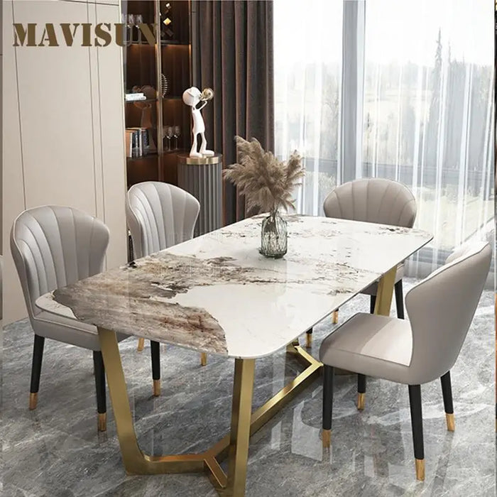 Luxury Desk Dinning Tables Sets Console Stainless Steel Marble Kitchen Wedding Dinning Tables Sets Chairs Mesa Comedor Furniture