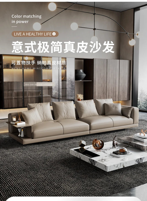 Customized Italian minimalist sofa Italian high-end grand villa large living room modern luxury leather sofa