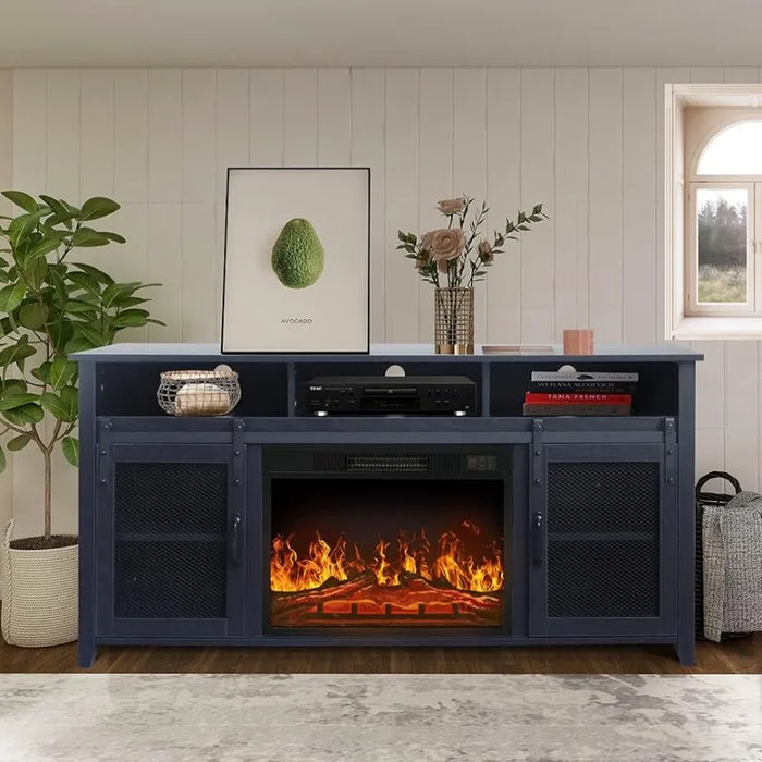 TV Stand for TVs up to 65" with Electric Fireplace Included,Media Storage Television Console for Living Room (Black)