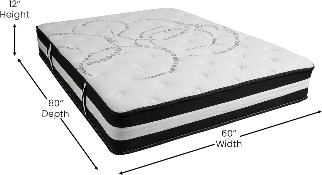 Flash Furniture Capri Comfortable Sleep 12 Inch CertiPUR-US Certified Hybrid Pocket Spring Mattress, Queen Mattress in a Box