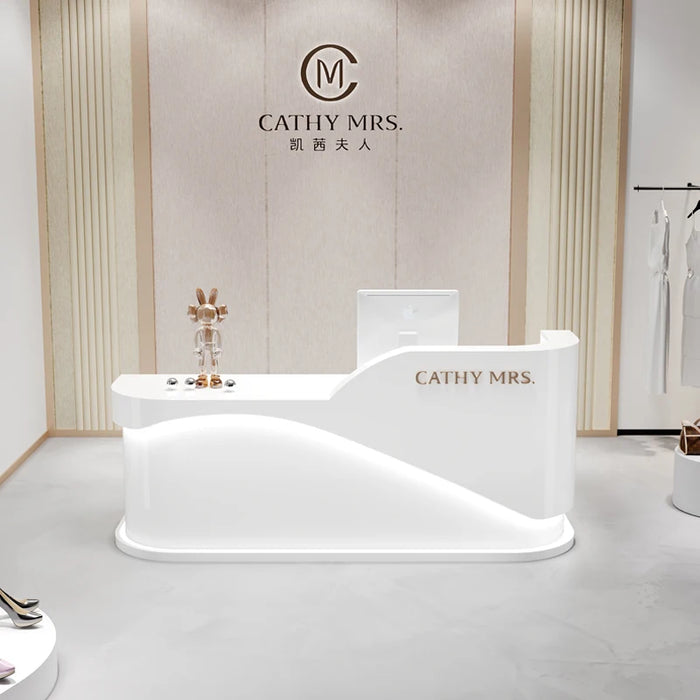 Cash Counter White Reception Desk Clinic Information L Shaped Reception Desks Nail Salon Beautysalon Meubilair Furniture