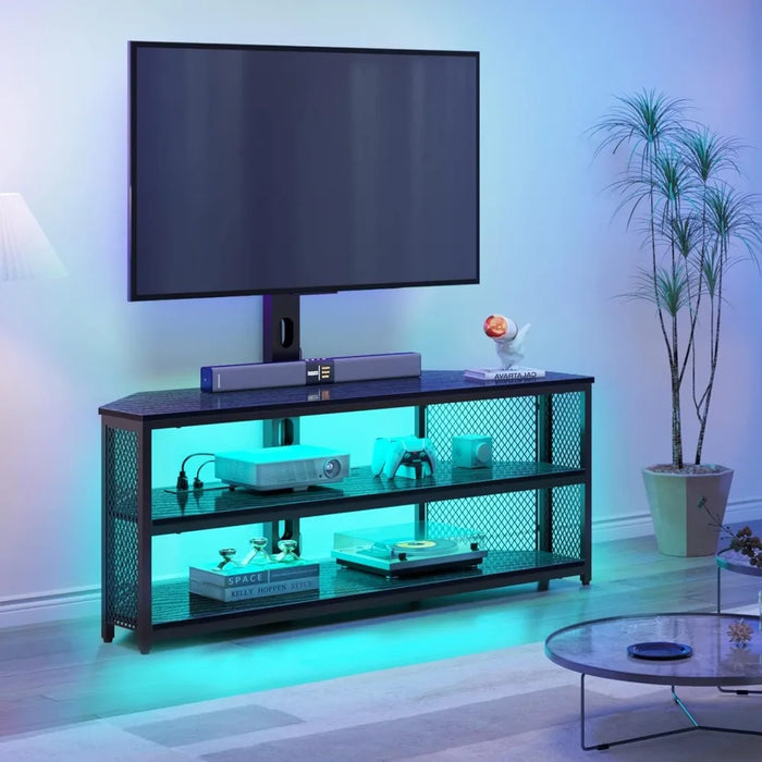 Swivel TV Stand Mount With LED Lights for 32/45/55/60/65/70 Inch TVs Tv Stand Living Room Furniture Home Stands Modern