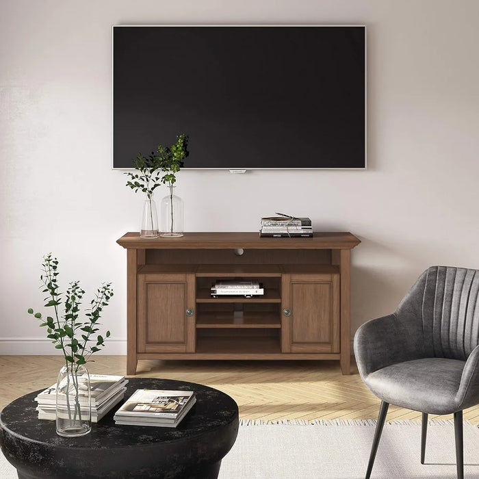 SOLID WOOD Universal TV Media Stand, 54 inch Wide Living Room Entertainment Center, Storage Cabinet and Shelves