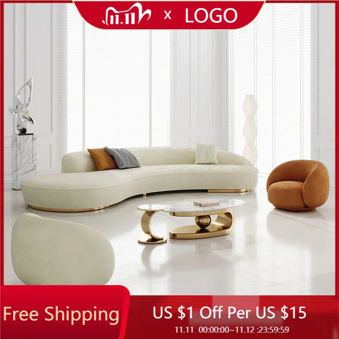 Nordic Stretch Wood Relax Sofa Bed Velvet Curved Luxury New In Couch Lounge Lazy Loveseat Divani Soggiorno Living Room Furniture