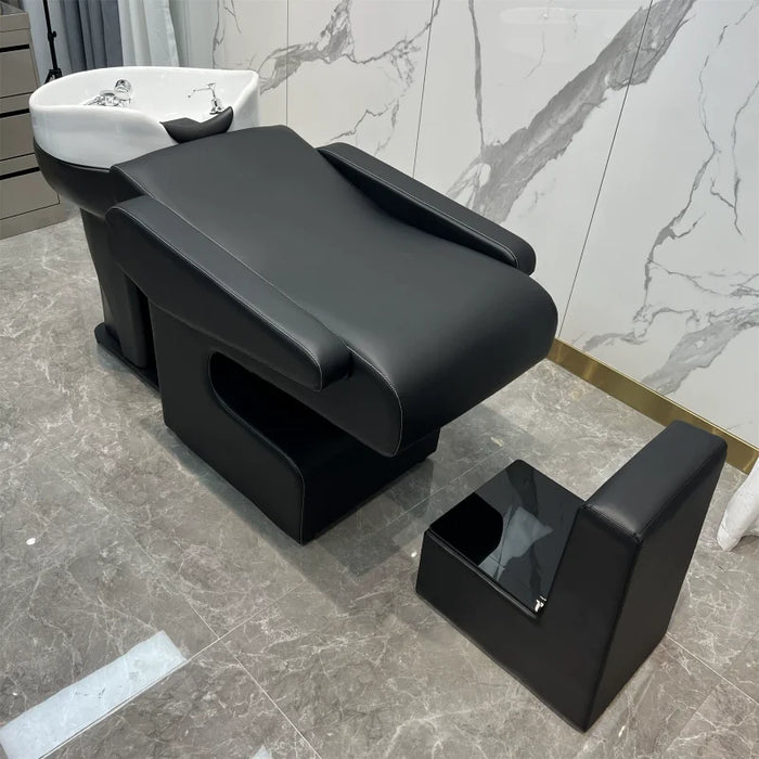 Massage Customization Shampoo Chairs Barber Shop Stainless Steel Half Lying Shampoo Chairs Massageador Salon Furniture QF50SC