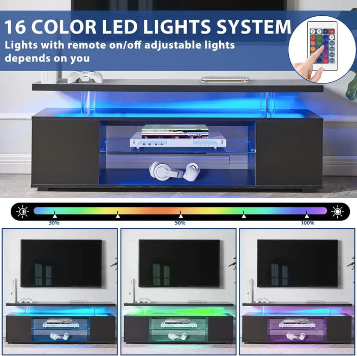 TV Stand for 70 Inch TV LED Gaming Entertainment Center Media Storage Console Table with Large Sliding Drawer & Side Cabinet