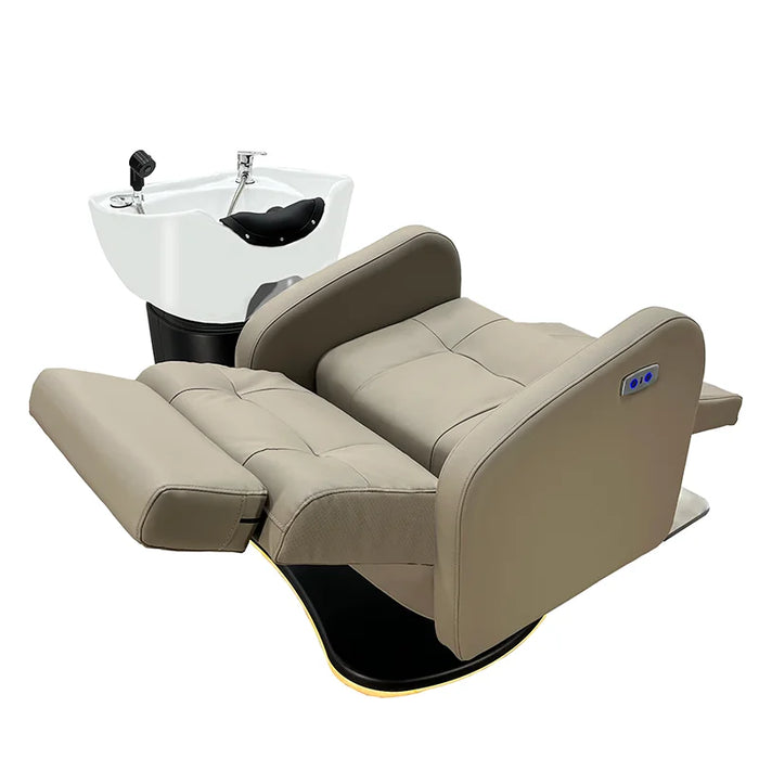 New design rotatable saloon hair wash chair electric modern shampoo bowl bed with led lighting salon furniture