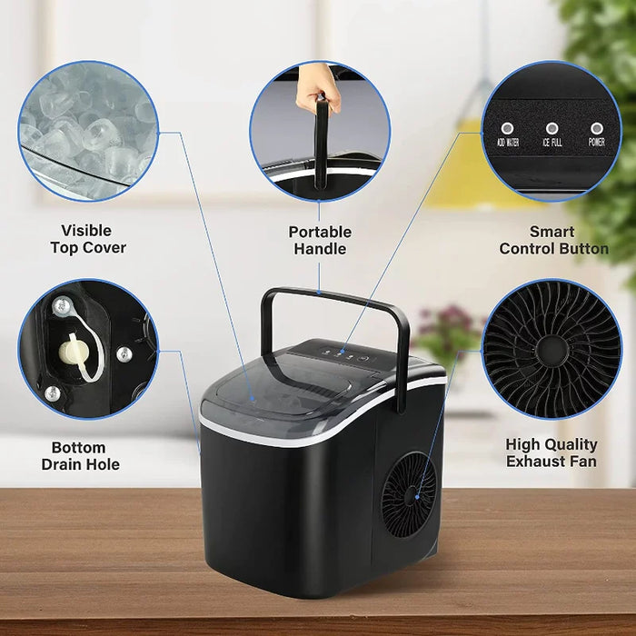 SUGIFT Portable Ice Maker Machine Countertop 26 lbs, Black home appliance  ice cube maker
