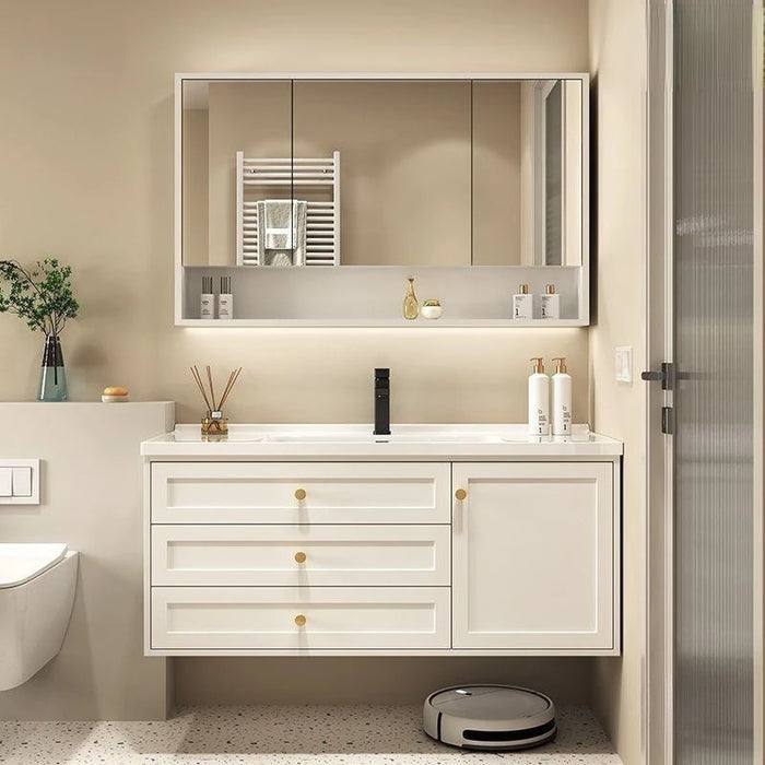 Modern White Bathroom Cabinet Under Sink Ceramic Integrated Washbasin Smart Mirror Cabinet Bathroom Vanity Bathroom Furniture