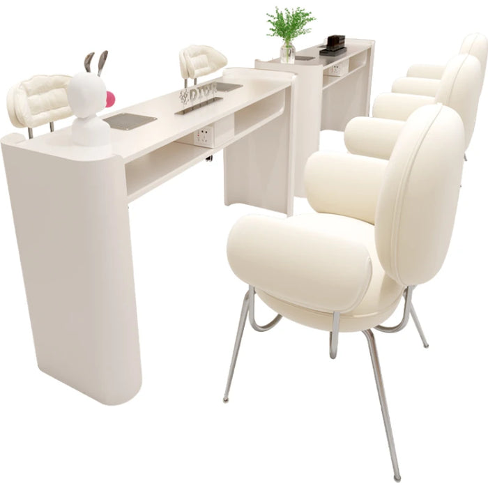 Stand Kawaii Nail Desk Professionals White Aesthetic Nordic Nail Table Light Luxury Tavolo Per Unghie Salon Equipment Furniture