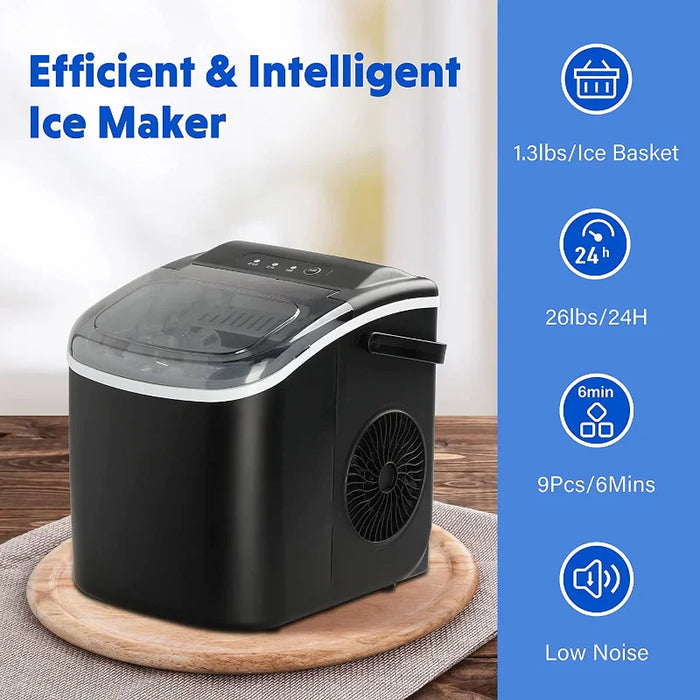 SUGIFT Portable Ice Maker Machine Countertop 26 lbs, Black home appliance  ice cube maker
