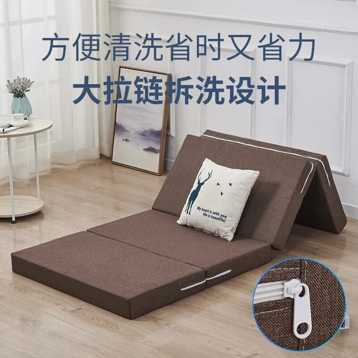 Four-fold thickened sponge mattress tatami lunch break student office single sleep removable and washable floor artifact