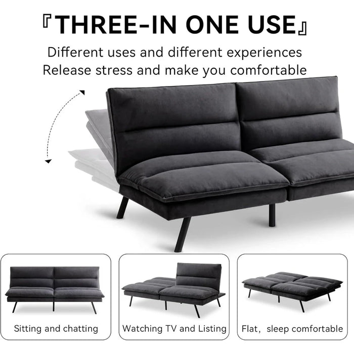 Convertible Sofa Memory Foam Futon Sofa Bed Living Room Sofas Suitable for Small Space Compact Living Space Apartment Furniture