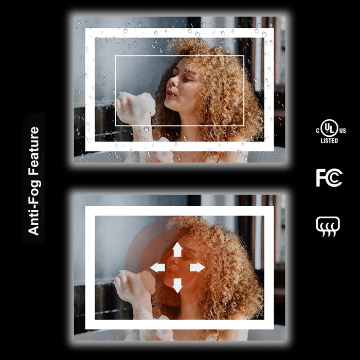 Smart LED Vanity Bathroom Mirror Wall Mounted Anti-Fog Dimmable Makeup Mirrors BackLight Home Decorative Mirror With Bluetooth