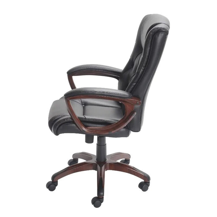 Executive, Mid-Back Manager's Office Chair with Arms, Black Bonded Leather