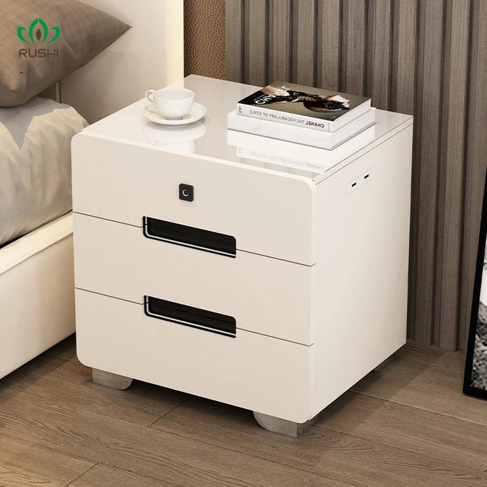 2022 Intelligent Bedside Table Bedroom Storage Cabinet Modern Wireless Charging White Multifunctional Bedside Cabinet Nightstand