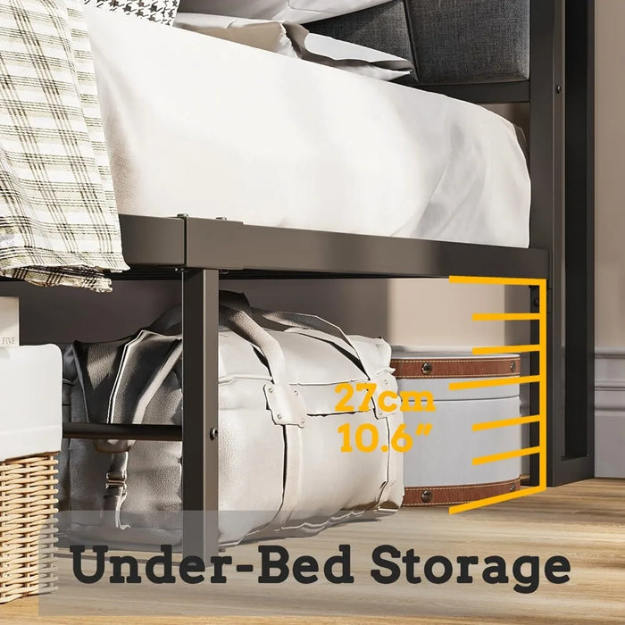 King-size bed frame,storage headboard with charging station,platform bed with drawers,no need for a box spring, easy to assemble