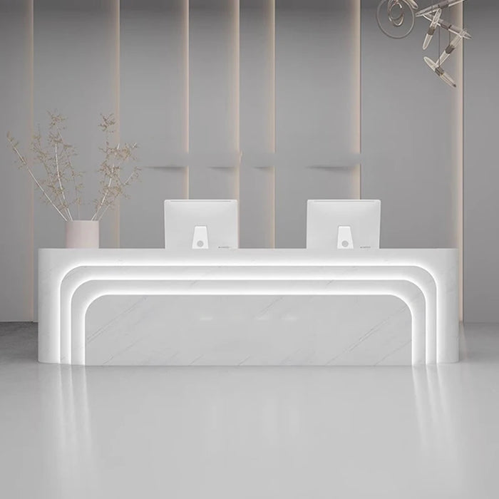 Standing Luxury Reception Desk Front White Wood Modern Reception Desks Hotel Basses Clinic Comptoir Coiffeur Office Furniture
