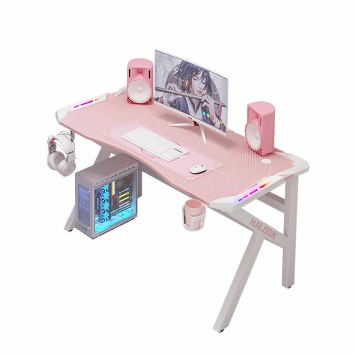 RGB Pink gaming desk girls gamer live combination office computer desk PC table fashion lovely bedroom laptop desk study table
