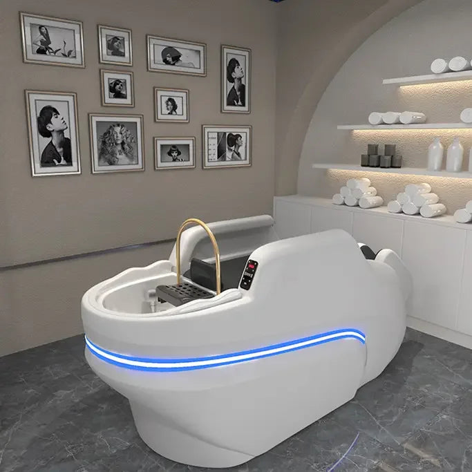 Modern Luxury Hair Salon Furniture White Electric Multifunctional Beauty Salon Hair Washing Massage Shampoo Chair with Bowl