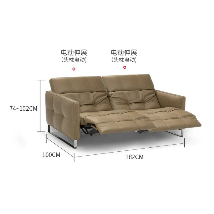2 Seater Double Electric Reclining Seat Genuine Leather Convertible Sofa Big Sofas Theater Seats Nordic Couch Grandes Sofás Set