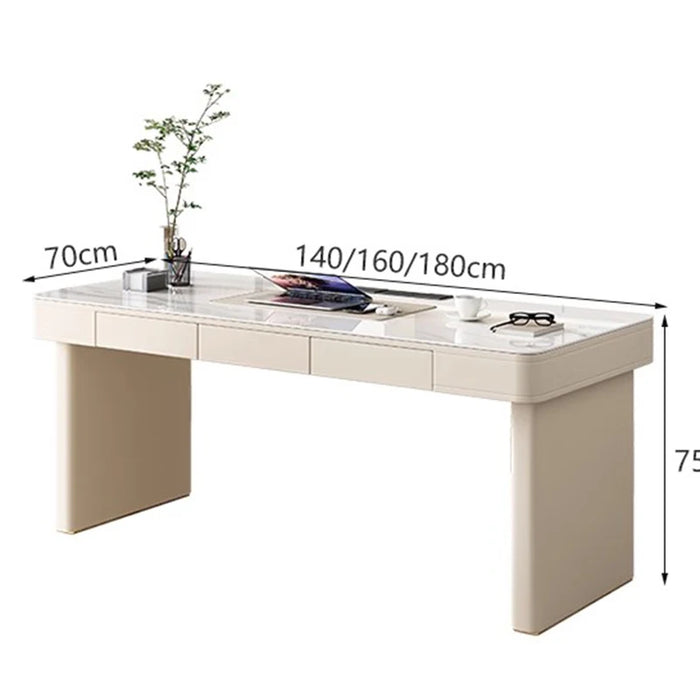 Cream Style Light Luxury Rock Board Desk Modern Simple Business Furniture High-end Writing Office Desk Study Room Computer Desk