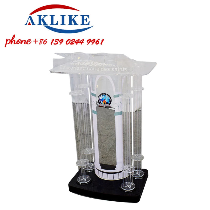 2024 Modern Pulpit Design Acrylic Lectern With Speaker Clear Plastic Pulpit Bible Top Table Outdoor Wedding Lectern