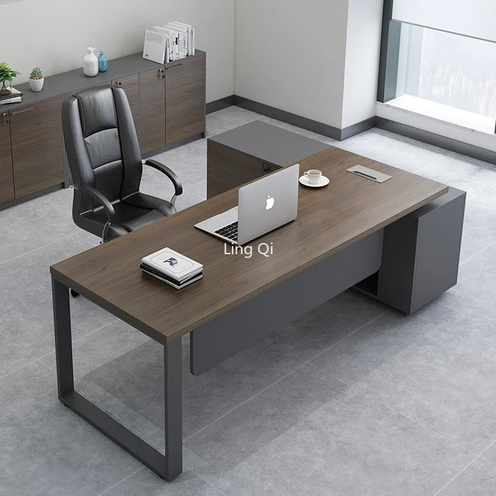 Dark Wood Reception Office Desk L Shaped Vanity Home Drawers Computer Desks Gaming Conference Study Mesa Escritorio Furniture