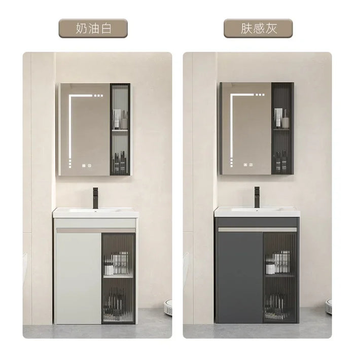Modern Stainless Steel Floor Standing Washbasin Small Unit Vanity Cabinet With Sink Bathroom Furniture