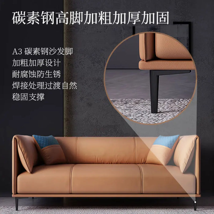 L-shaped Or Straight Row Minimalist Modern Leather Sofa Italian Light Luxury Small Unit Down Living Room Sofa Combination