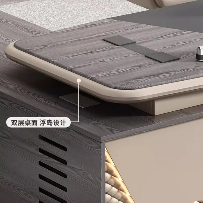 Computer Drawers Office Desk Executive Corner Reception Executive Desktops Setup Wooden Console Mesa Escritorio Office Supplies