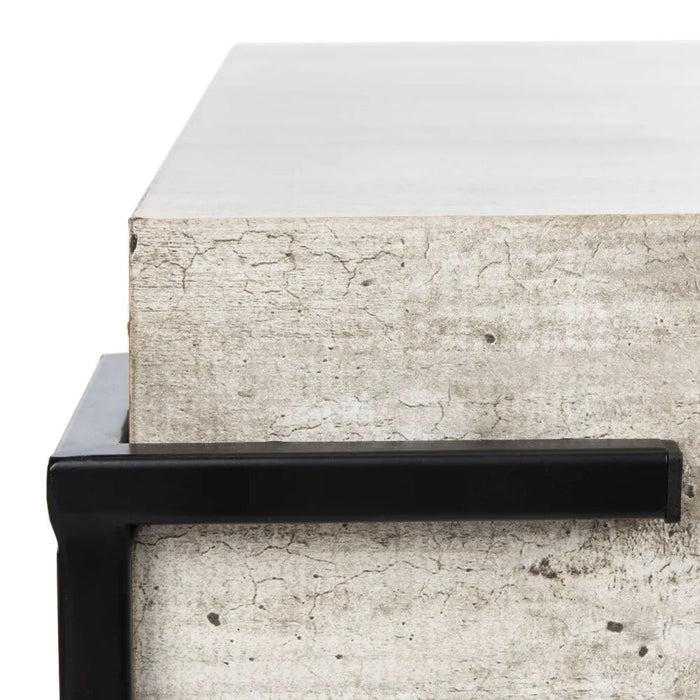 Modern Retro Square Coffee Table, Light Grey/Black, Furniture, Living Room Furniture, Simple and Modern Coffee Table, Wooden