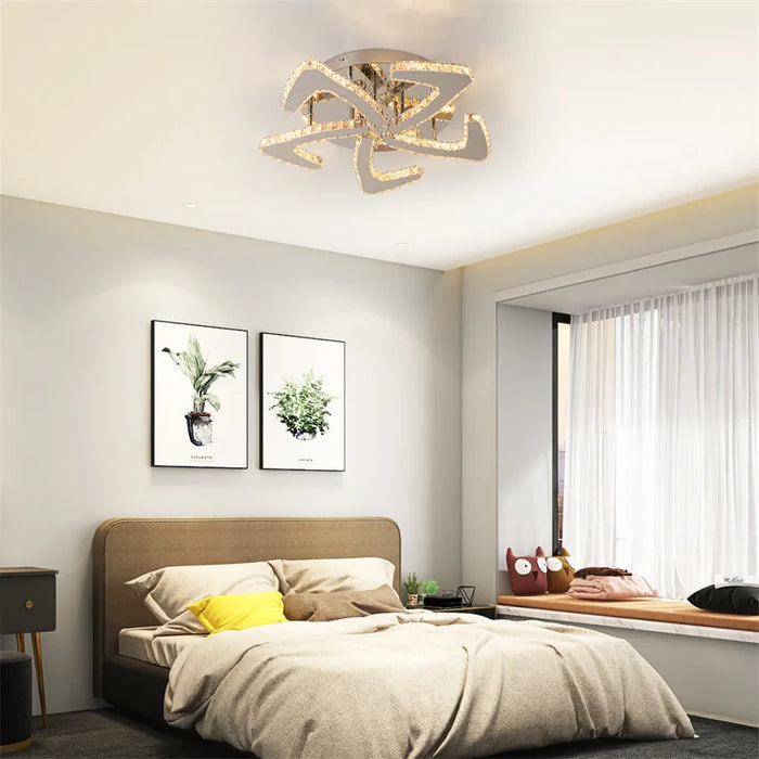 Modern Crystal Led Chandeliers For Ceiling Stainless Steel Lustres For Kitchen Luminarias Fixtures HangingPlafonier Lamp Bedroom