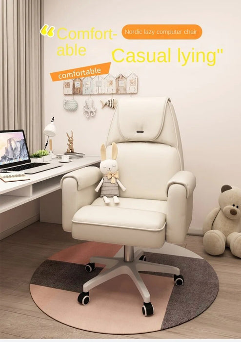 Adjustable Lifting Recliner Home Computer Sofa Chair Leaning Back Sedentary Office Chair Bedroom Cute Swivel Gaming Chair