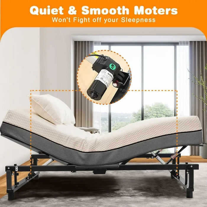 Bed FrameErgonomic Adjustable Bed Frame, Independent Head And Foot Tilt, Electric Bed Frame With Wireless Remote Control, Black