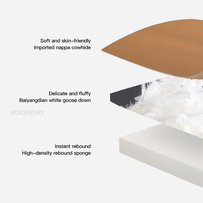 Modern Leather Sofa Nordic Small Apartment Living Room Three-Person Chaise Corner Down Minimalist  Designer Couch