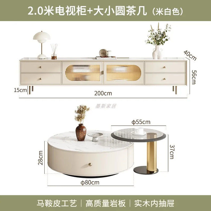 Table Modern Saddle Leather TV Cabinet Girl Monitor TV Stands Television Chest of Drawers Moveis Living Room Furniture for Tv
