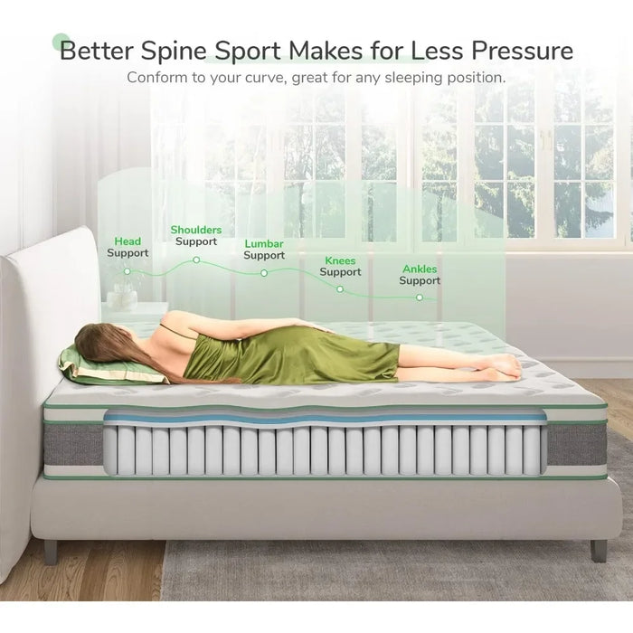 10 Inch Hybrid Mattress in a Box Matress Queen Size Mattress Bed Mattresses Groove Mattresses for Sleeping Twin King Full Home