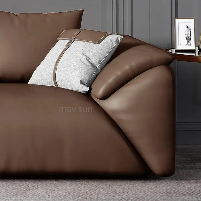 Light Luxury Leather Sofa First Modern Cowhide Nordic Small Apartment Minimalist 3 Person Chaise Divano Home Furniture
