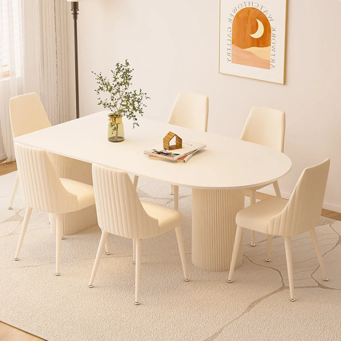Integral Simple Dining Tables Combination Light Luxury Modern Rock Plate Islands Dining Table Mesa Plegable Furniture Set QF50DT