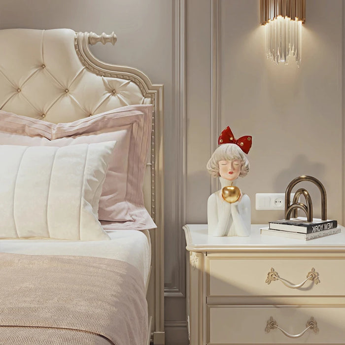 French light luxury INS wind solid wood bed soft cover art bed simple solid wood double bed