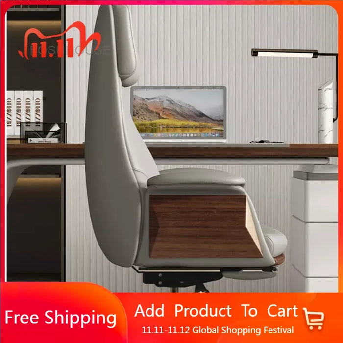 Leather Office Chairs Business Computer Chair High Back Study Boss Chair Lifting Swivel Armchair Gaming Chair Bedroom Furniture