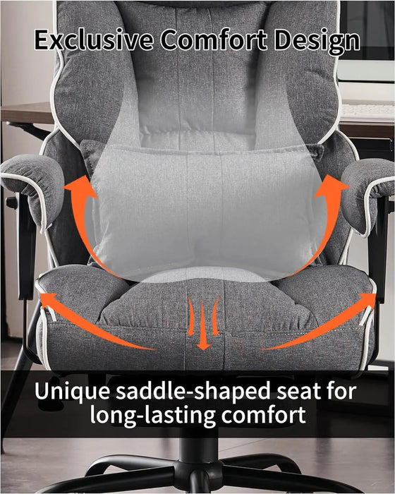 Efomao Fabric Office Chair, Big and Tall Office Chair 400 lb Weight Capacity, High Back Executive Office Chair with Foot Rest,