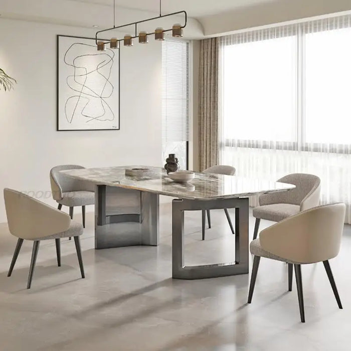 Crystal Marble Stone Dining Table High-End Rectangle Minimalist Villa Marble Restaurant Dining Table Home Furniture