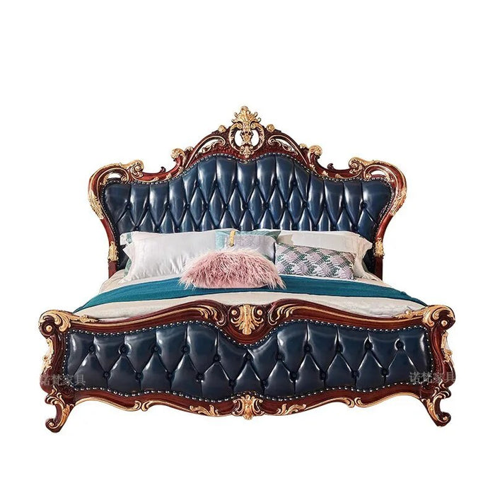 Unique Bedroom Modern Aesthetic Bed Wood Nordic Twin King Size Bed Genuine Leather Luxury Letto Matrimonialev Home Furniture