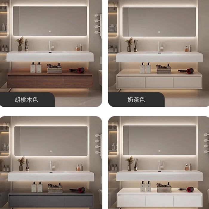 Furniture Skin Sensor Bathroom Vanity Cabinet With Sink And Mirror Integrated Arc Washing Table Combination To Wash