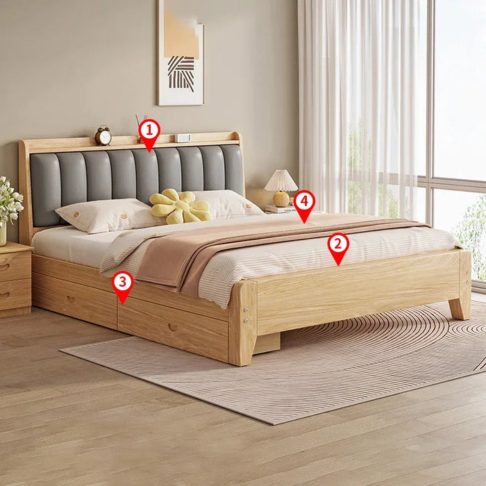 Nordic Beauty Beds King Size Living Room Double Wood Storage Adults Beds Luxury Cheap Camas Dormitorio Home Furniture