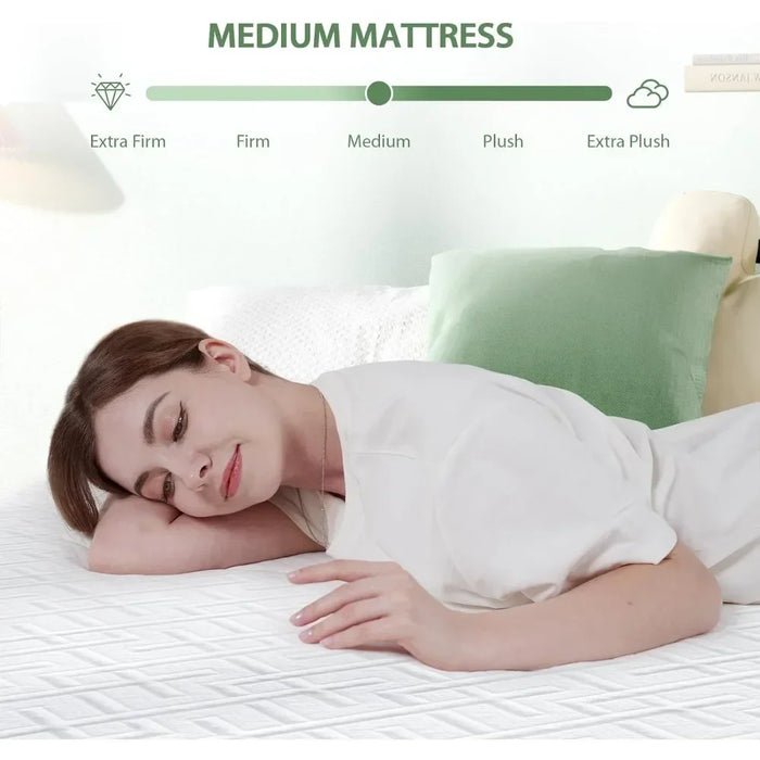 10 Inch Green Tea Memory Foam Mattress in a Box Medium Firm Queen Size Mattress for Cool Sleep & Pressure Relief Bed Mattresses