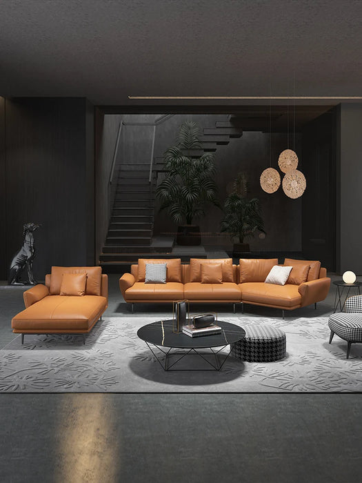 Italian luxury minimalist leather sofa living room creative Nordic Italian abnormity