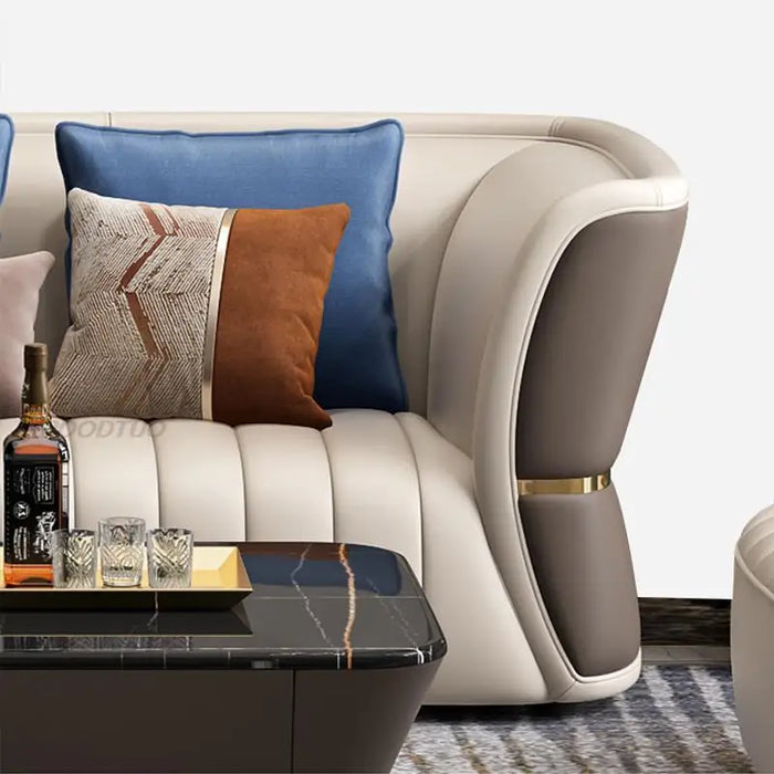 Italian Light Luxury Leather Sofa Model House Designer Economic Furniture And Sofas Living Room American Leather Sofa
